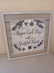 Rustic Farmhouse Wood Slat 'begin Each Day With A Grateful Heart' Wall Art Sign