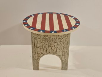 Americana Painted Wooden Cricket Stool / Plant Stand - 7'H