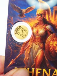 1/1000th Oz .999 Pure Gold  50 Cents  Coin In Athena Card Numbered Limited Edition
