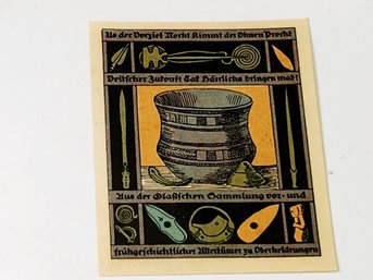 ANTIQUE .... 1920s Notgeld 50 Pfennig Banknote  German For 'Emergency Money' UNC Condition
