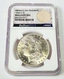 1884-O  Morgan Silver Dollar NGC BU UNC Original Bag Fragment In  Slab