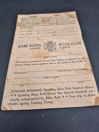 Original Babe Ruth Boys Club Contest Coupon Book
