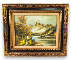 Vintage Mountain During Fall Landscape Oil Painting