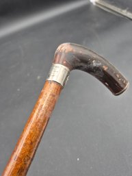 Antique Cane With Silver Band- Presented To Connecticut Governor Hobart  Bigelow- 1881/1882