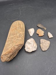Grouping Of 7 Ancient Neolithic Connecticut River Valley Native American Artifacts