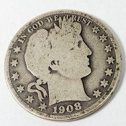 1908-D Barber SiLVER Half Dollar