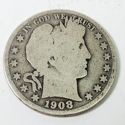 1908 Barber Silver U.S. Half Dollar