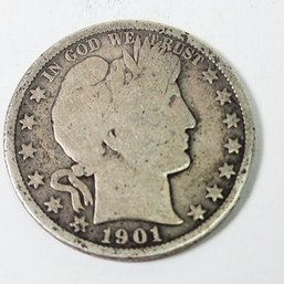 1901 Barber Silver Half Dollar ANTIQUE Coin