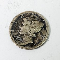 1916-S Mercury Silver Dime (First Year)