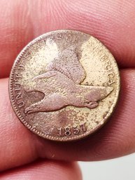 1857 Flying Eagle US Cent / Penny (168 YEARS OLD) Pre Civil War Coin ANTIQUE