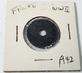 1942 France Twenty Centimes WWII Coin