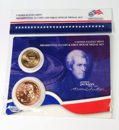 2008 Andrew Jackson Presidential $1 Coin And First Spouse Medal Set Sealed Original Package