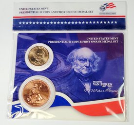 2008 Martin Van Buren Presidential $1 Coin And First Spouse Medal Set Sealed Original Package