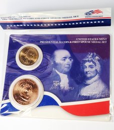 2007 John Adams Presidential $1 Coin And First Spouse Medal Set Sealed Original Package