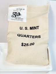 2008-D U.S. Mint Sealed Bag Of 100 UNC Quarters $25 Dollars Face  NEW MEXICO - Denver Mint