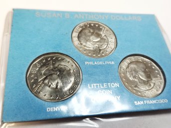 First Year All Mint Set Of 1979 Susan B. Anthony Dollars  3 Coins