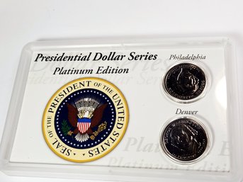 2007 George Washington  P & D Presidential Platinum Edition UNC Platinum Plated Set $1 Dollar 2 Coins