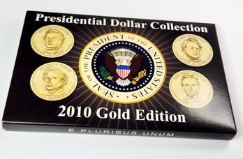 2010  James Buckhanon P & D Presidential Gold Edition UNC Gold  Plated Set $1 Dollar 2 Coins