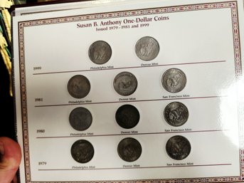 The Susan B. Anthony U.S. Dollar Coin And Stamp Collection Folio Full 11 Coins Set
