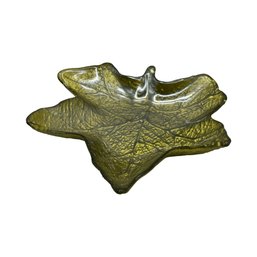 Small But Mighty: Green Leaf Art Glass Trinket Tray