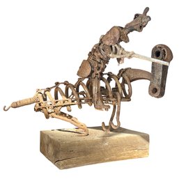 Gallery-Ready Brutalist Don Quixote Scrap Metal Statement Sculpture