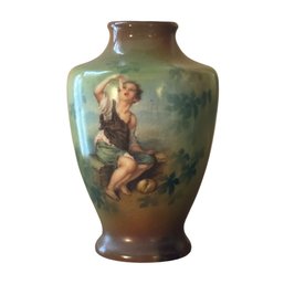 Miniature Hand-Painted Portrait Vase With Classical Child Figure