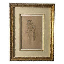 Portrait Sketch Of A Woman Attributed To James McNeill Whistler, Framed Drawing