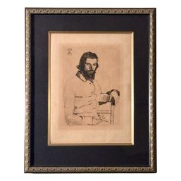 Bearded Gentleman  Attributed To James Abbott McNeill Whistler- Portrait Etching, 19th Century Style