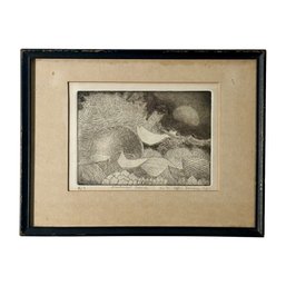 Nantucket Seaside Limited Edition Etching  2/6, Signed Coastal Abstract