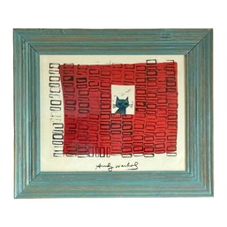 Andy Warhol Whimsical Cat Signed-in-Plate Reproduction Print, Framed