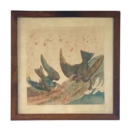 Watercolor-Style Birds In Flight Art Print  Framed