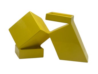 Jane Manus: Signed AP 2012 Yellow Geometric Ceramic Sculpture:  Contemporary Abstract Form