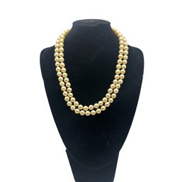 Timeless Double Strand Pearl Necklace With Decorative Silver-Tone Clasp