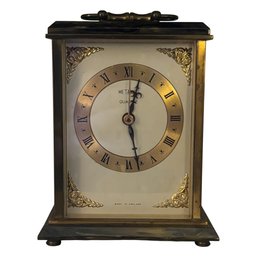 Classic Metamec Quartz Mantel Clock: Brass & Marble Case, Roman Numerals- Tested Working