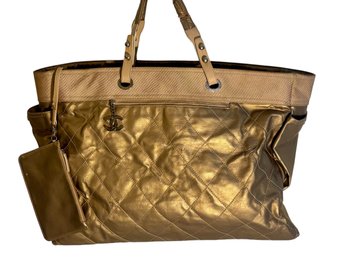 Classic Liquid Gold Chanel Quilted Tote  Comeback Queen Project With Bonus Pouch