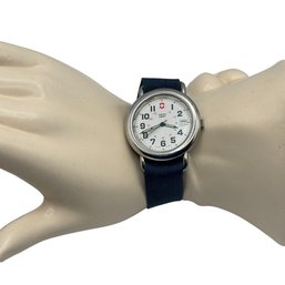 Swiss Army Field Watch With Date On Blue NATO Strap