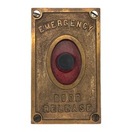 Rare Art Deco Emergency Door Release Plate: Heavy Brass Architectural Icon