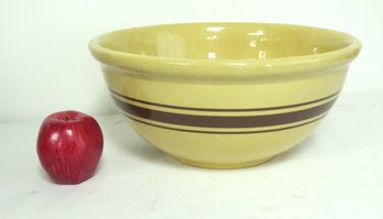A Large Brown Banded Yellow Ware Bowl