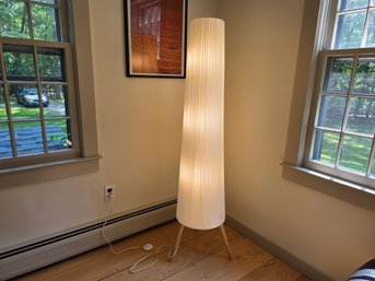 Mid-Century Modern Tripod Floor Lamp With Pleated Shade