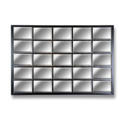 25 Pane Oil Rubbed Bronze Finish Metal Frame Beveled Mirror