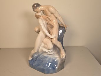 Dramatic Royal Copenhagen 'The Wave And The Rock' Porcelain Figural Group