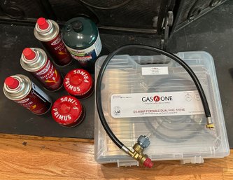 Gas One Portable Dual Fuel Stove With (6) Canisters Of Fuel