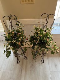 Floral Arrangements In Iron Stands