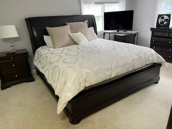 Raymour Flaningan King Size Bed With Faux Leather Headboard