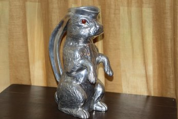 20th Century Arthur Court Aluminum Pitcher  Rabbit Design