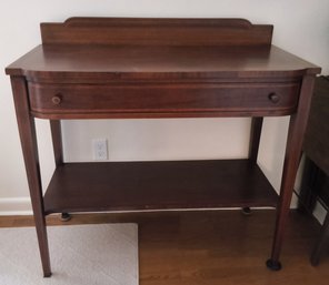 Vintage Server/ Entry Table With Inlay Marquetry Detail, Single Drawer & Shelf Below LR