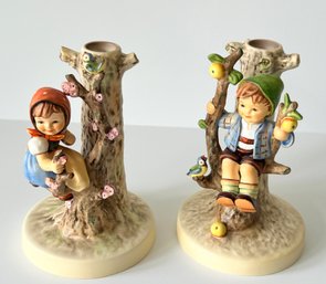 Vintage Hummel 'Apple Tree Girl' & 'Apple Tree Boy' Candleholders