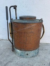 Vintage Cooper And Metal Backpack Used For Spraying Pesticide Saran Zip