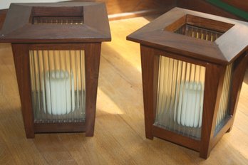 Set Of Two Decorative Lantern Style Candle Holders
