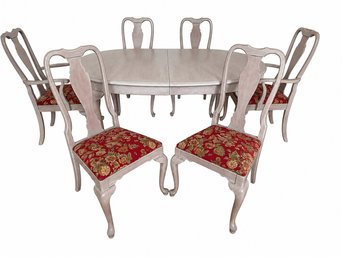 Ethan Allen Coastal Driftwood Grey Provincial Dining Room. Table  With Six Chairs